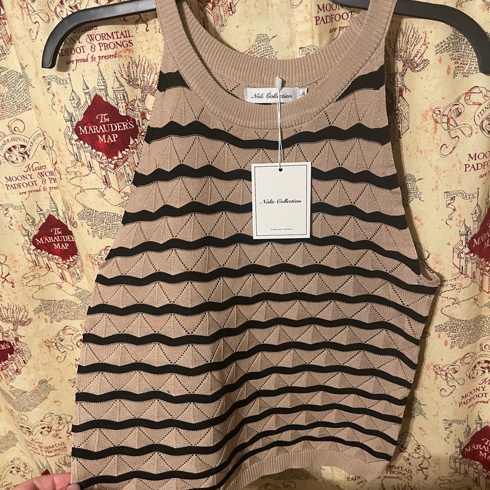 Women's SET Tan and Black Top and Short